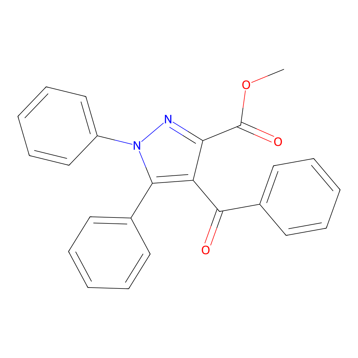 methyl 4-benzoyl-1,5-diphenyl-1H-pyrazole-3-carboxylate molecular structure, CAS 188724-58-5