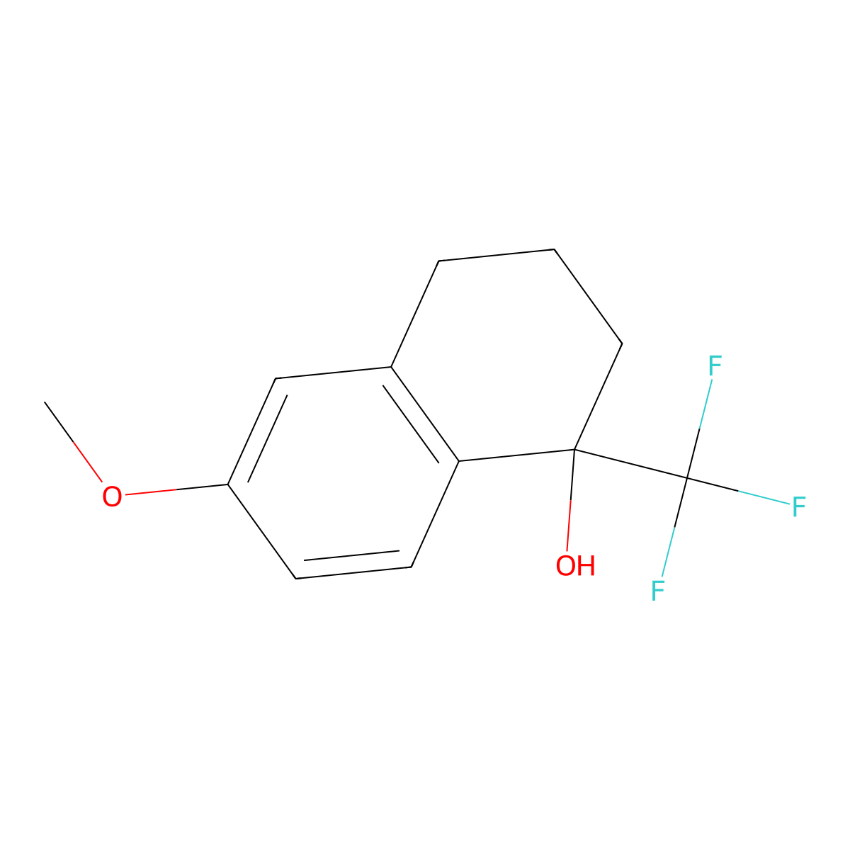 1-Hydroxy-6-methoxy-1-(trifluoromethyl)-1,2,3,4-tetrahydronaphthalene molecular structure, CAS 188726-45-6