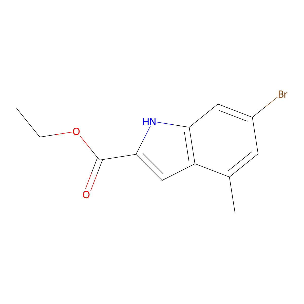 ethyl 6-bromo-4-methyl-1H-indole-2-carboxylate molecular structure, CAS 18873-96-6