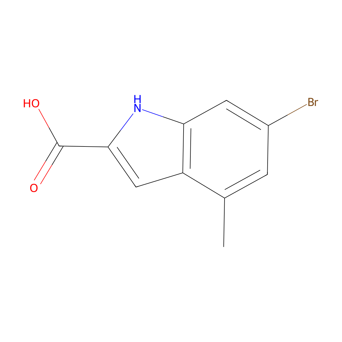 6-bromo-4-methyl-1H-indole-2-carboxylic acid molecular structure, CAS 18873-97-7