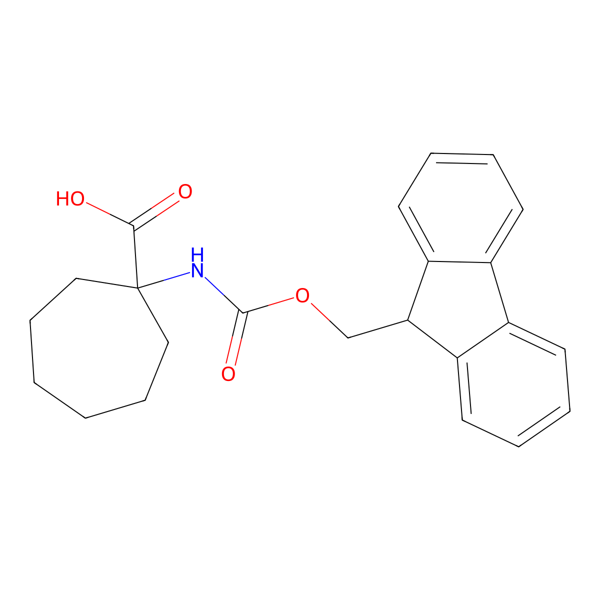 1-({[(9H-fluoren-9-yl)methoxy]carbonyl}amino)cycloheptane-1-carboxylic acid molecular structure, CAS 188751-56-6