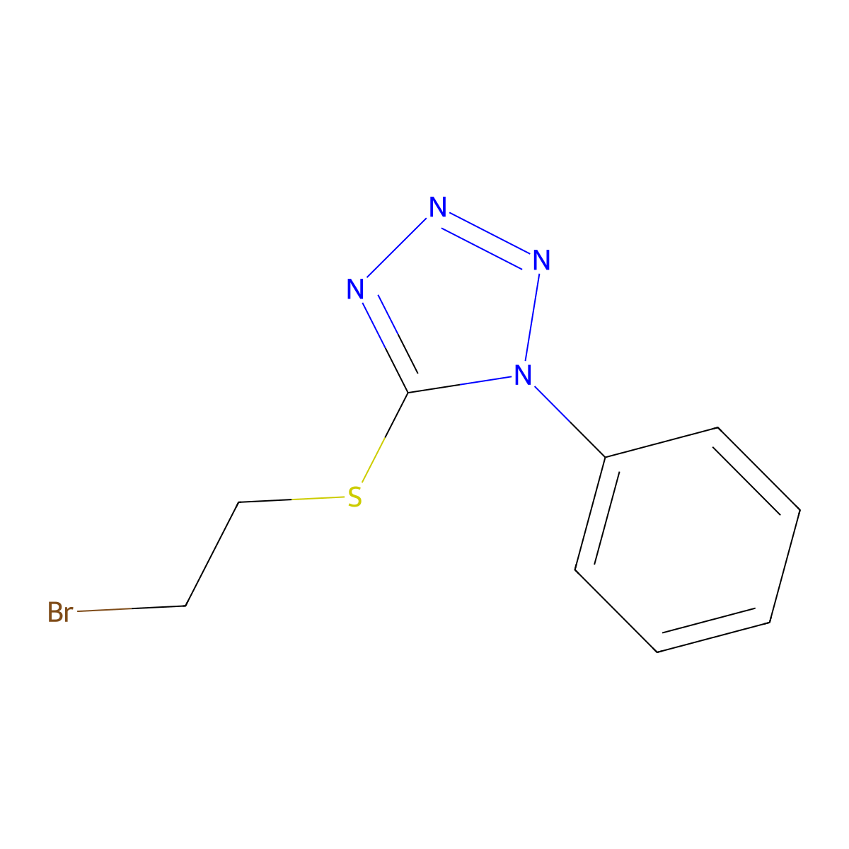 5-[(2-bromoethyl)sulfanyl]-1-phenyl-1H-tetraazole molecular structure, CAS 188754-00-9