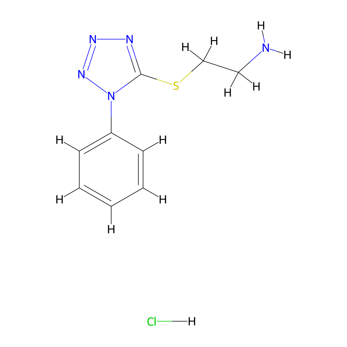 2-(1-Phenyl-1H-tetrazol-5-ylsulfanyl)-ethylamine hydrochloride molecular structure, CAS 188754-01-0