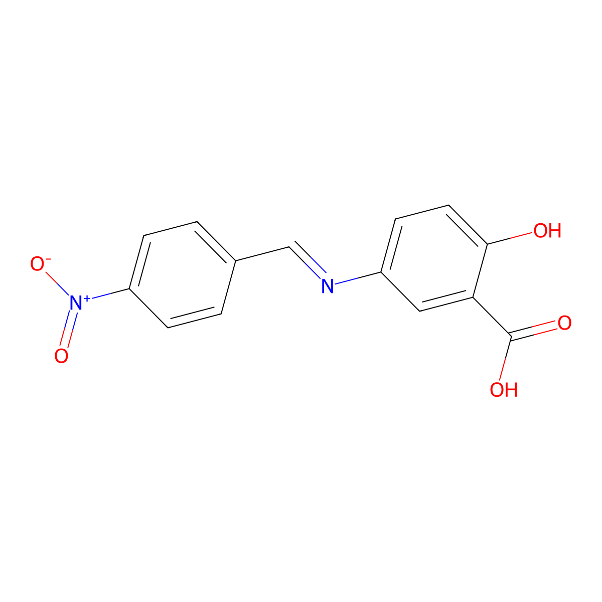 2-Hydroxy-5-{(E)-[(4-nitrophenyl)methylidene]amino}benzoic acid molecular structure, CAS 188771-76-8