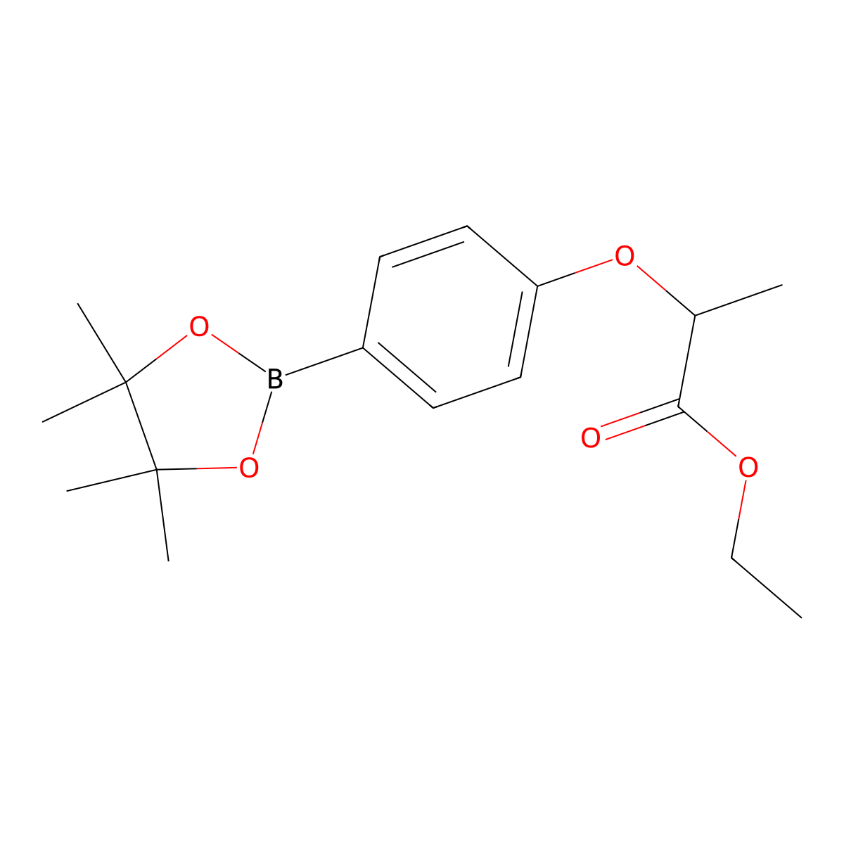 Ethyl 2-(4-(4,4,5,5-tetramethyl-1,3,2-dioxaborolan-2-yl)phenoxy)propanoate molecular structure, CAS 1887769-37-0
