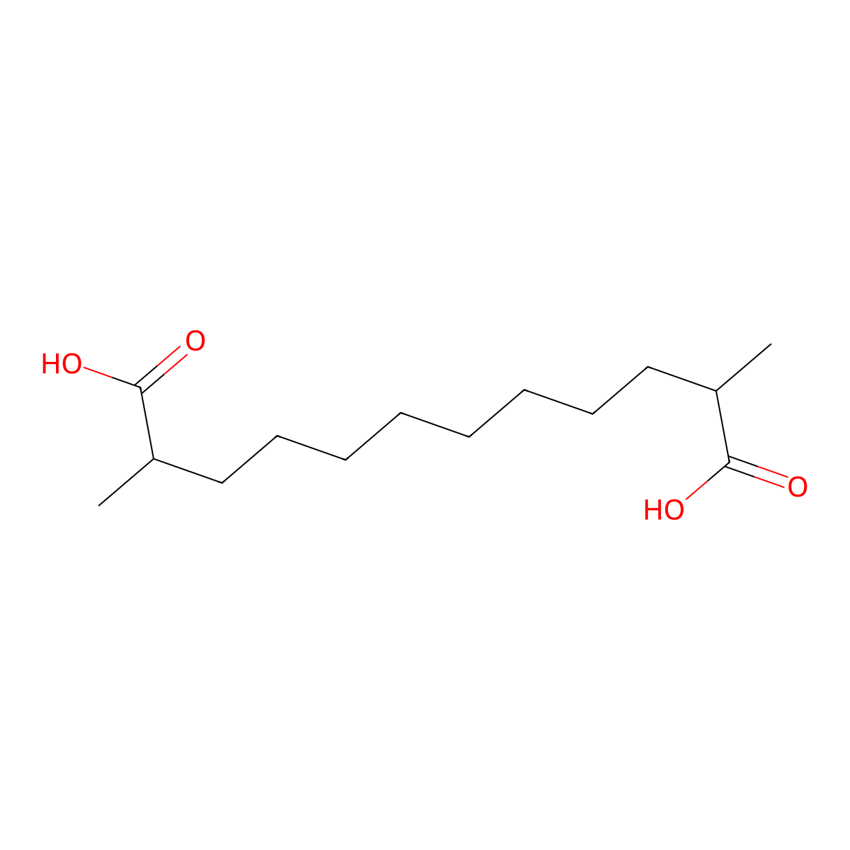 2,11-Dimethyldodecanedioic acid molecular structure, CAS 188777-95-9