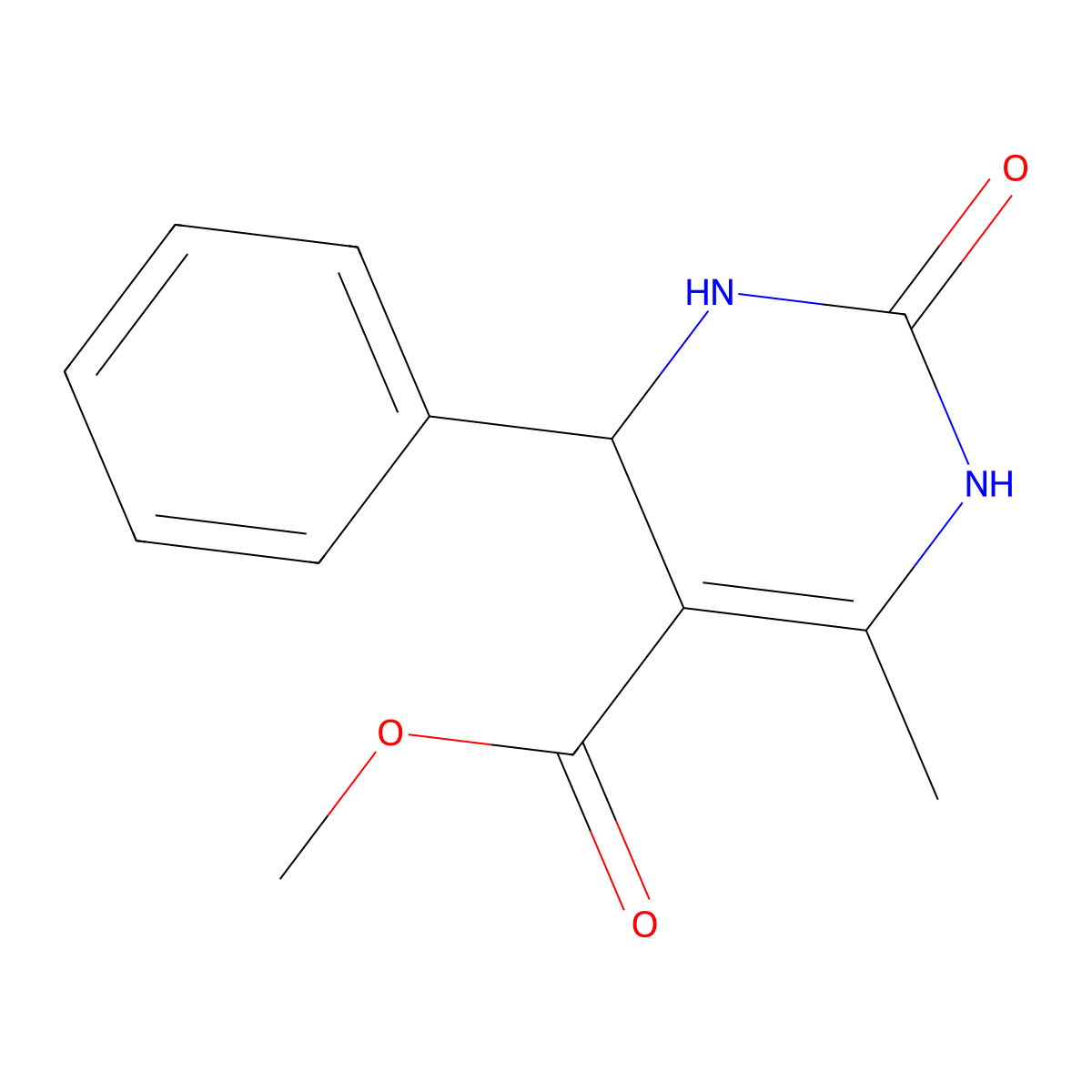 Methyl 6-methyl-2-oxo-4-phenyl-1,2,3,4-tetrahydropyrimidine-5-carboxylate molecular structure, CAS 188780-24-7