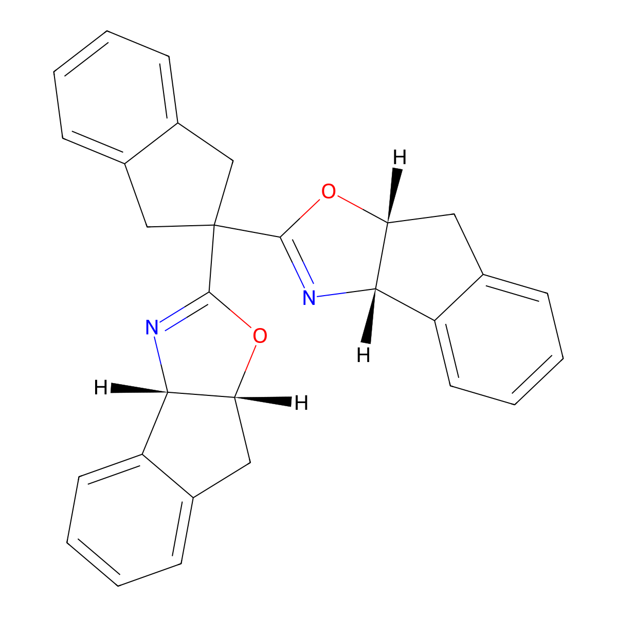 (3aS,3a'S,8aR,8a'R)-2,2'-(2,3-Dihydro-1H-indene-2,2-diyl)bis(3a,8a-dihydro-8H-indeno[1,2-d]oxazole) molecular structure, CAS 188780-28-1