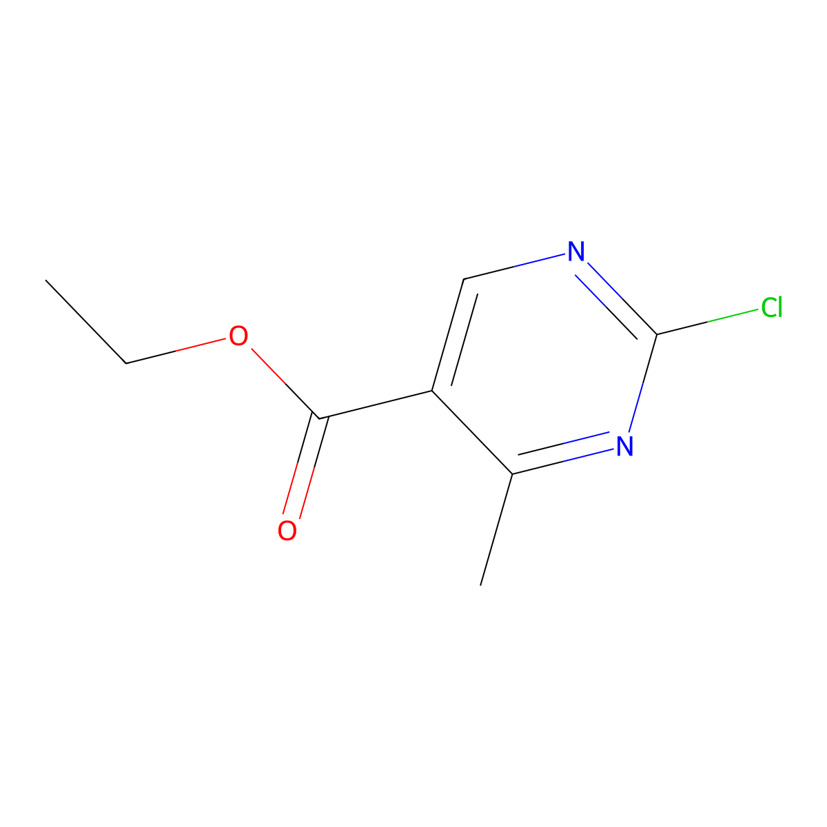 Ethyl 2-chloro-4-methylpyrimidine-5-carboxylate molecular structure, CAS 188781-08-0