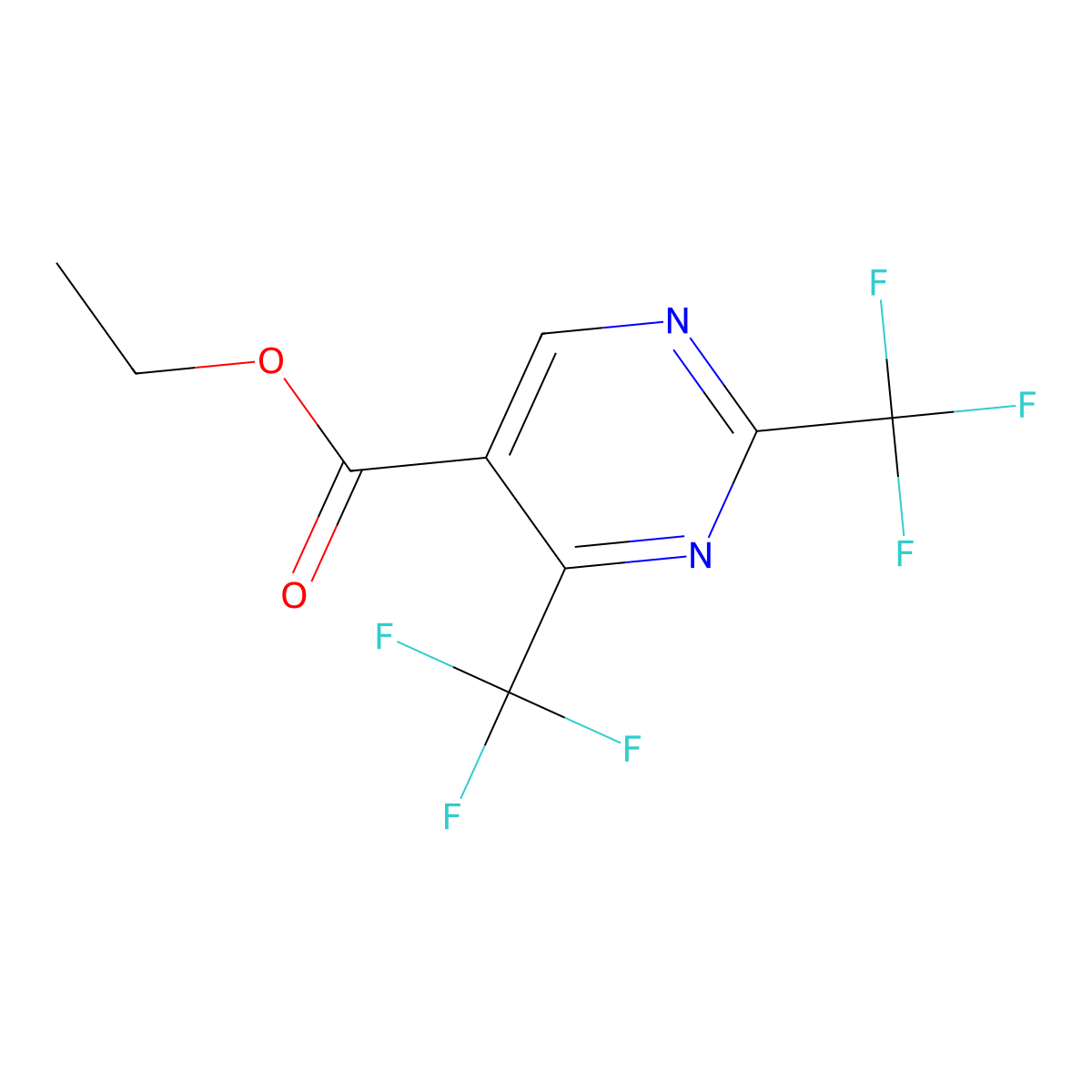 2,4-Bis-(trifluoromethyl)pyrimidine-5-carboxylic acid ethyl ester molecular structure, CAS 188781-15-9