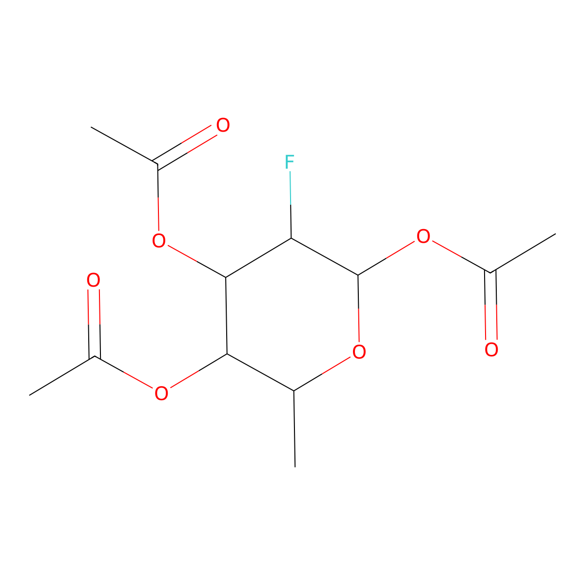 (3S,4R,5R,6S)-3-Fluoro-6-methyltetrahydro-2H-pyran-2,4,5-triyl triacetate molecular structure, CAS 188783-78-0