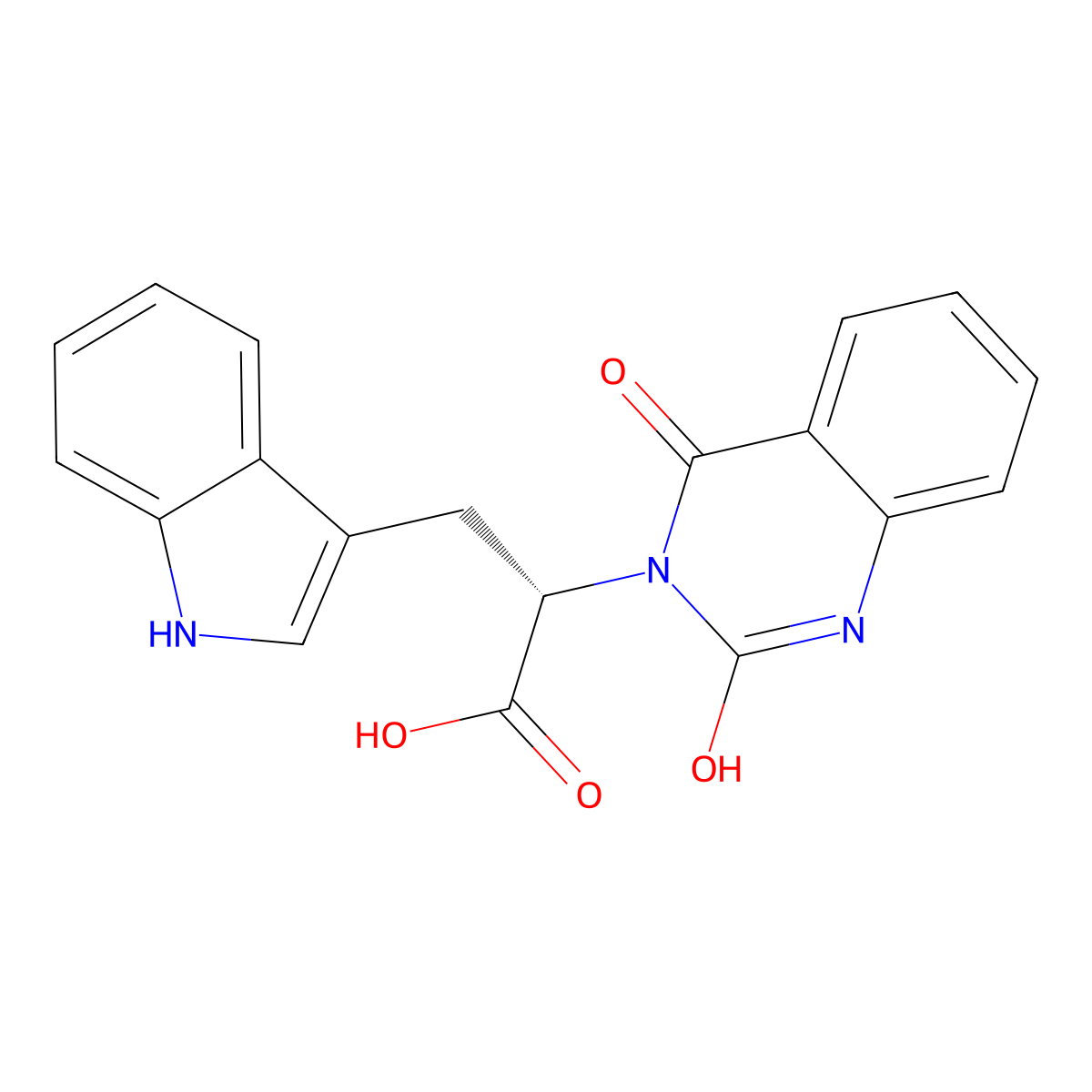 (2S)-2-(2,4-dioxo-1H-quinazolin-3-yl)-3-(1H-indol-3-yl)propanoic acid molecular structure, CAS 188789-60-8