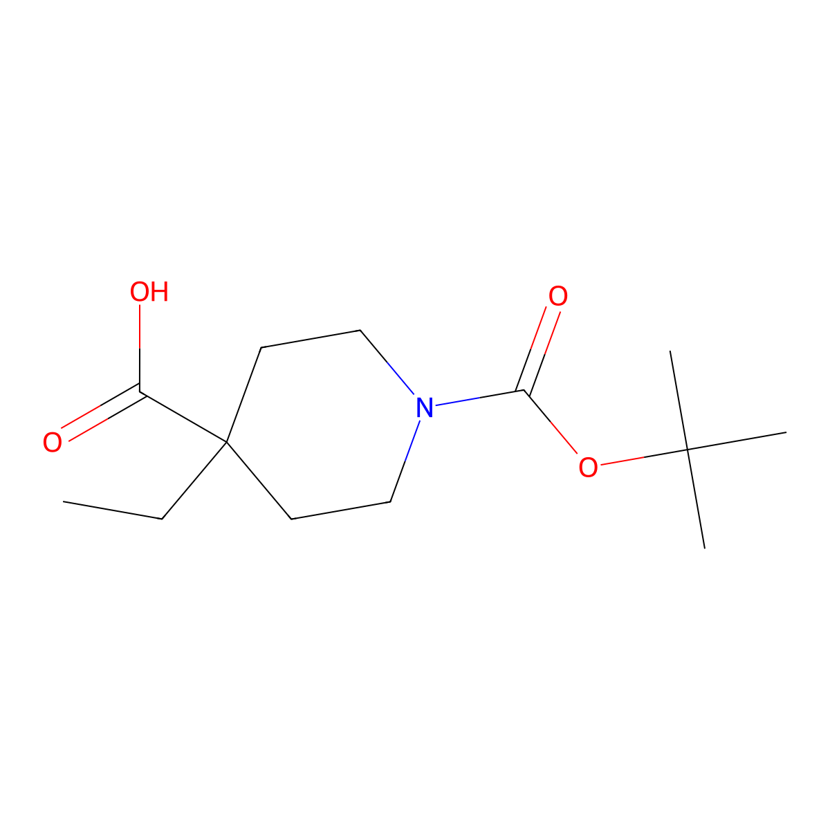 1-[(Tert-butoxy)carbonyl]-4-ethylpiperidine-4-carboxylic acid molecular structure, CAS 188792-67-8