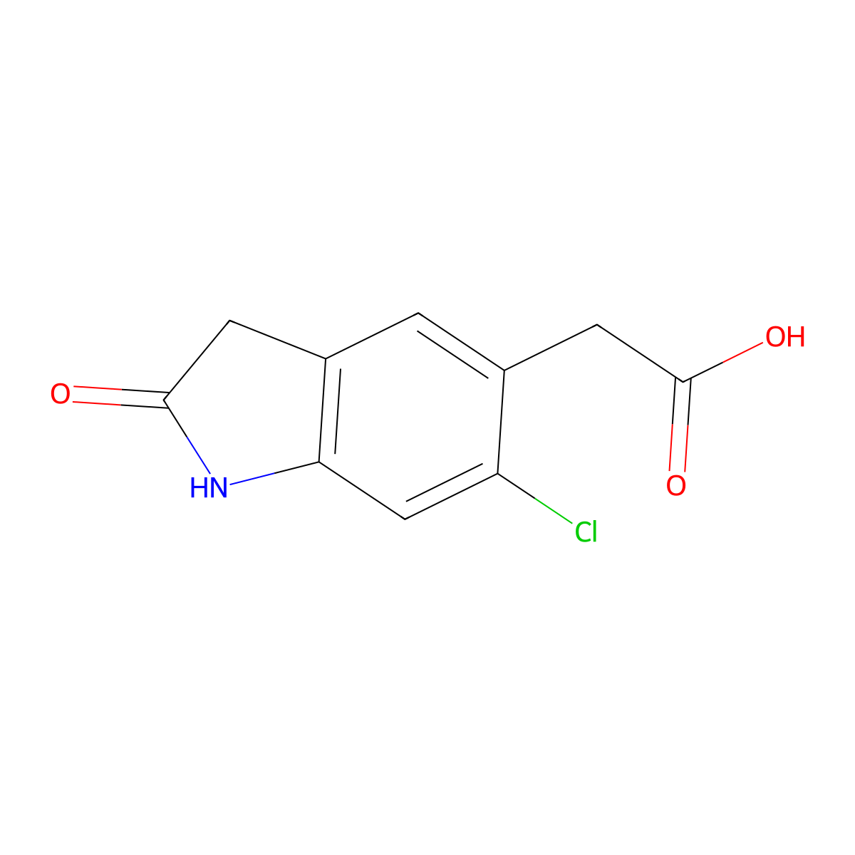 2-(6-Chloro-2-oxoindolin-5-yl)acetic acid molecular structure, CAS 188797-78-6