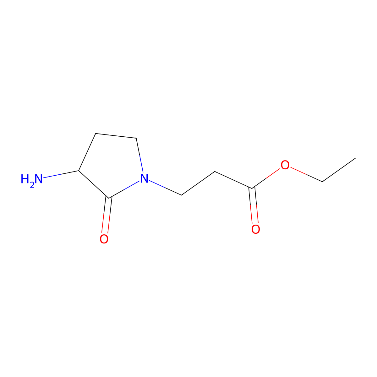 Ethyl 3-(3-amino-2-oxopyrrolidin-1-yl)propanoate molecular structure, CAS 188812-35-3