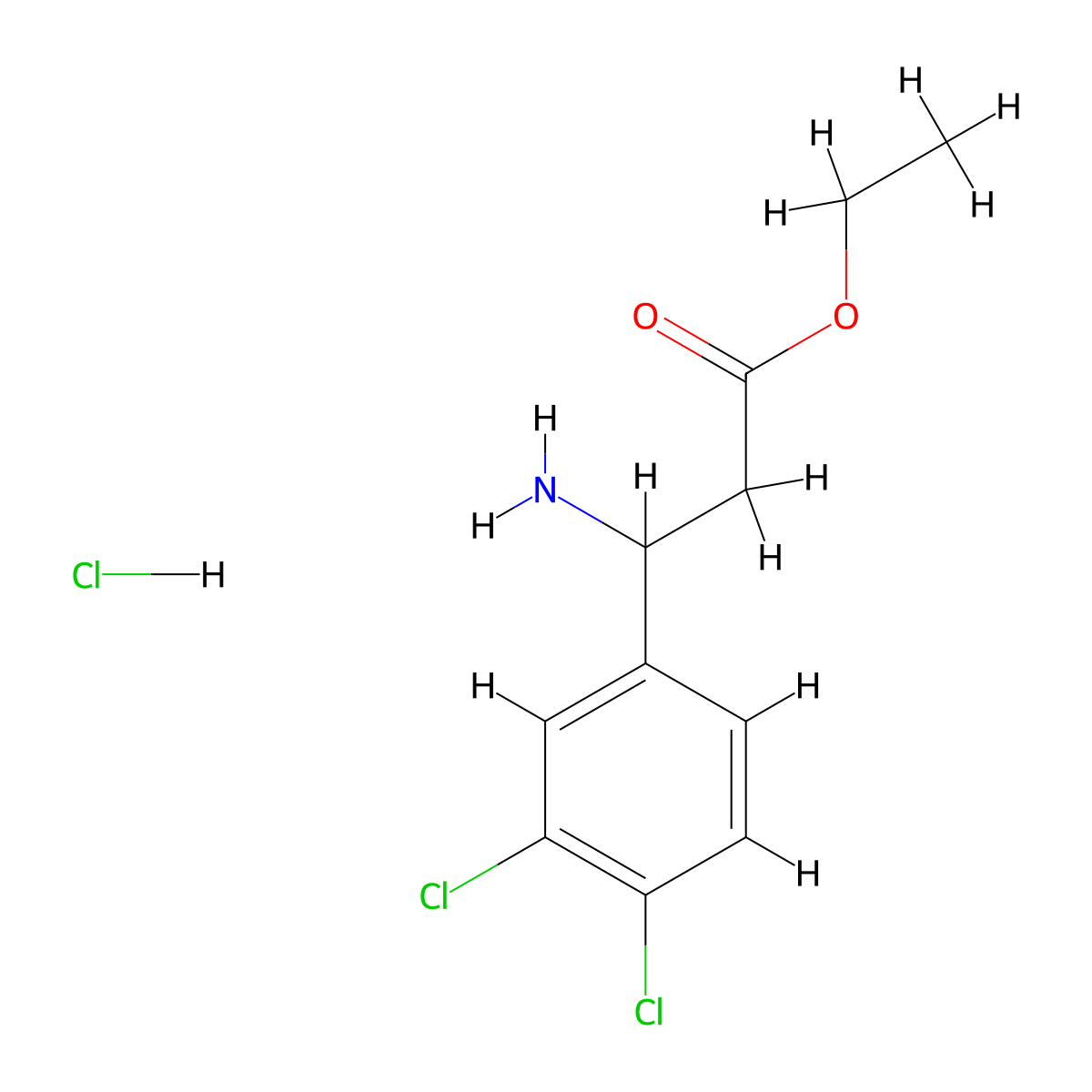 Ethyl 3-amino-3-(3,4-dichlorophenyl)propanoate hydrochloride molecular structure, CAS 188812-94-4