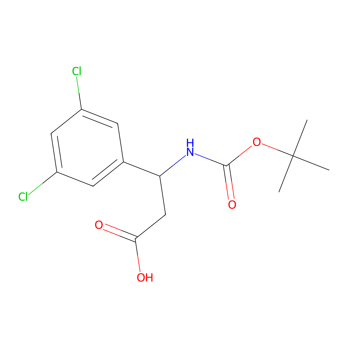 3-Tert-butoxycarbonylamino-3-(3,5-dichloro-phenyl)-propionic acid molecular structure, CAS 188812-96-6