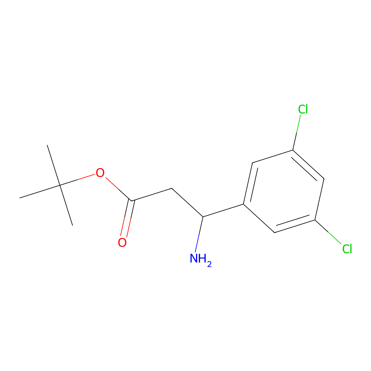 Tert-butyl 3-amino-3-(3,5-dichlorophenyl)propanoate molecular structure, CAS 188813-22-1