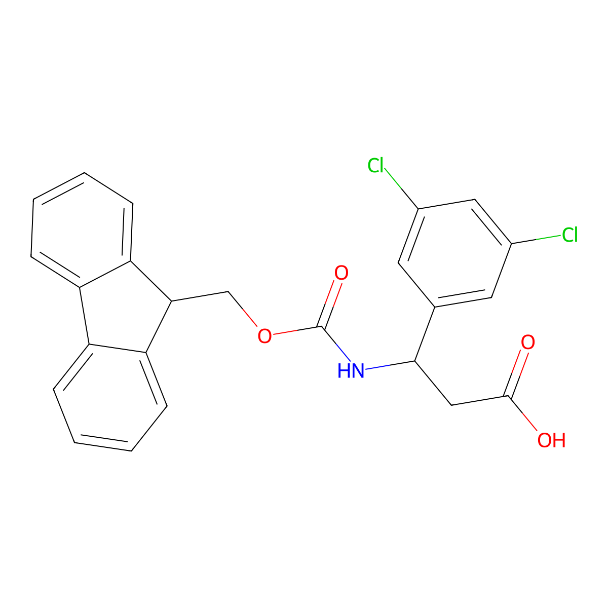 3-(3,5-dichlorophenyl)-3-((((9H-fluoren-9-yl)methoxy)carbonyl)amino)propanoic acid molecular structure, CAS 188814-26-8