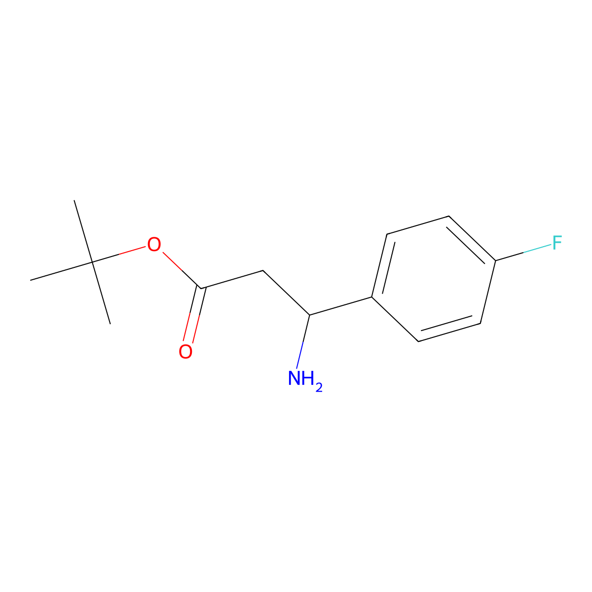 Tert-butyl 3-amino-3-(4-fluorophenyl)propanoate molecular structure, CAS 188814-43-9