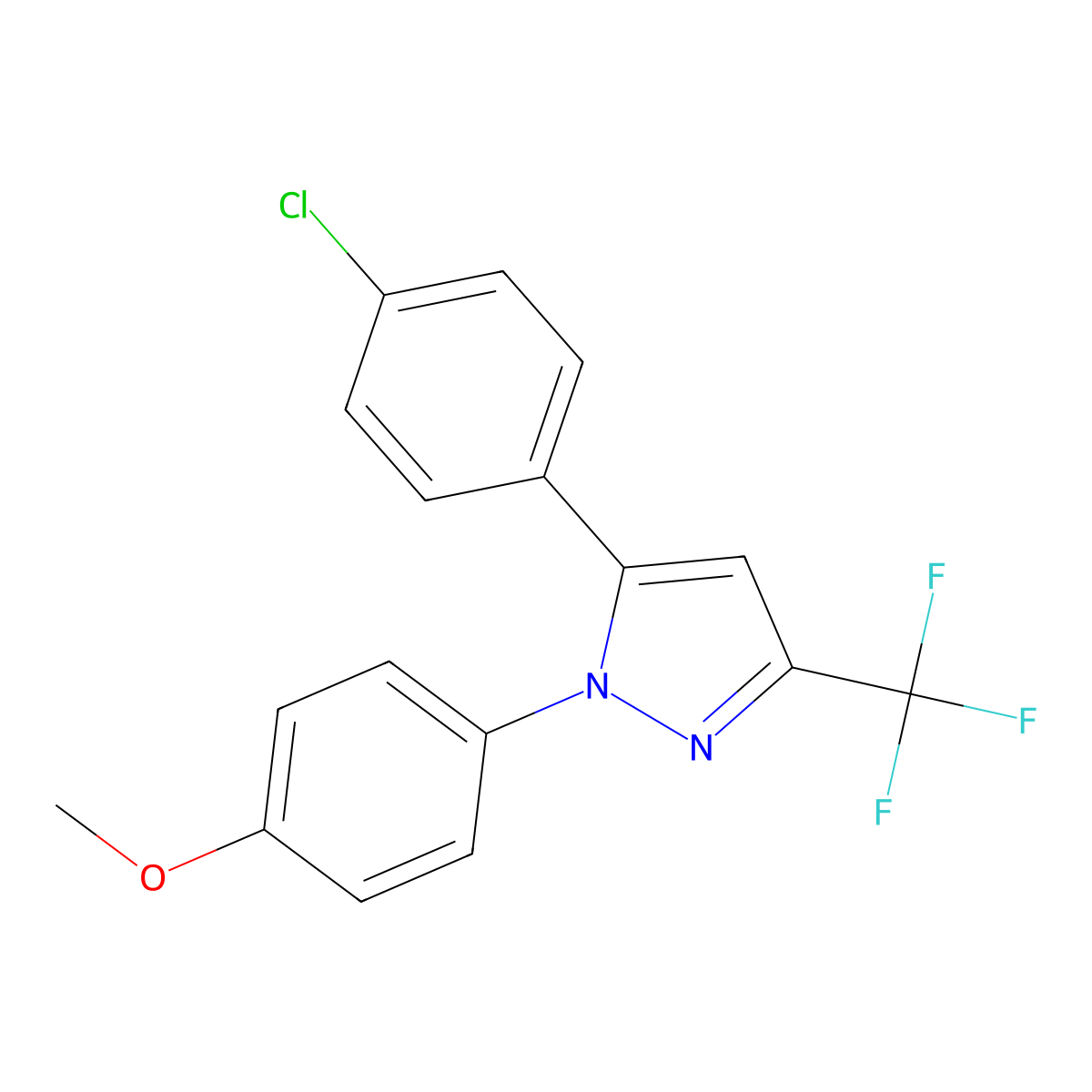 5-(4-Chlorophenyl)-1-(4-methoxyphenyl)-3-trifluoromethylpyrazole molecular structure, CAS 188817-13-2