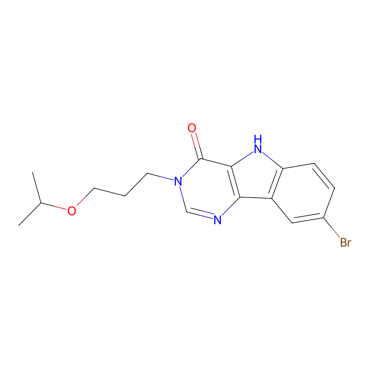 8-bromo-3-(3-propan-2-yloxypropyl)-5H-pyrimido[5,4-b]indol-4-one molecular structure, CAS 188818-21-5