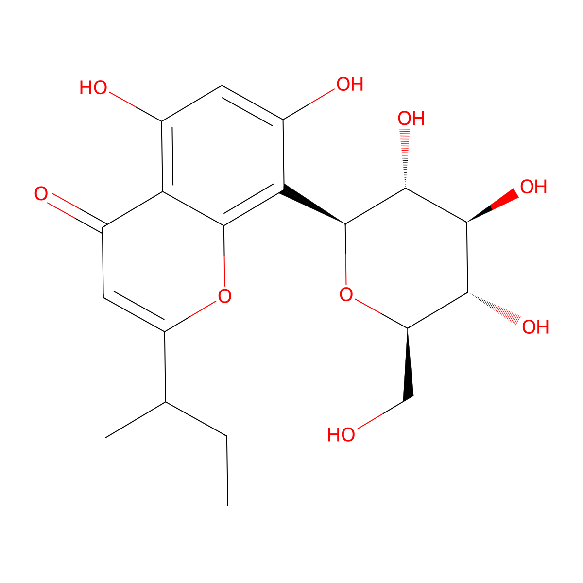 8-Glucosyl-5,7-dihydroxy-2-(1-methylpropyl)chromone molecular structure, CAS 188818-27-1