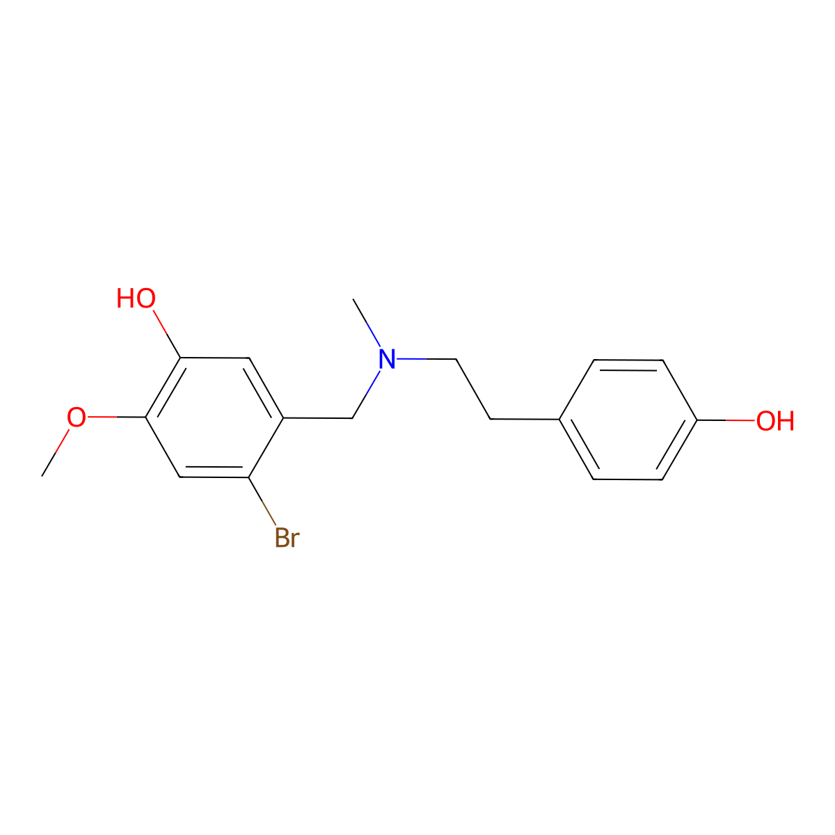 N-(2-bromo-5-hydroxy-4-methoxybenzyl)-N-(4-hydroxyphenethyl)methylamine molecular structure, CAS 188822-63-1