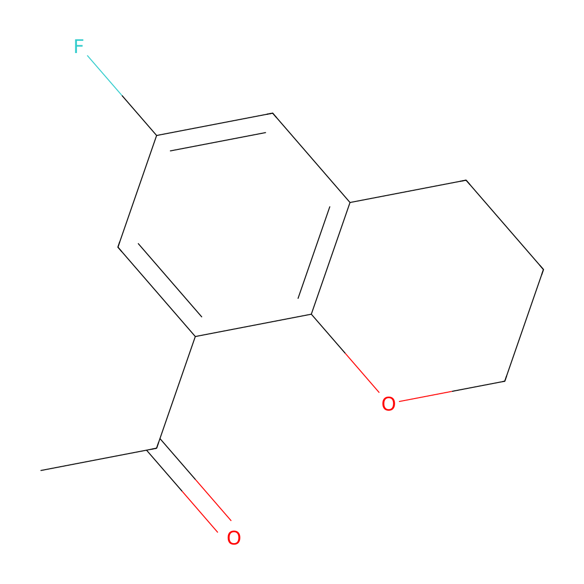 1-(6-fluoro-3,4-dihydro-2H-1-benzopyran-8-yl)ethan-1-one molecular structure, CAS 188826-31-5