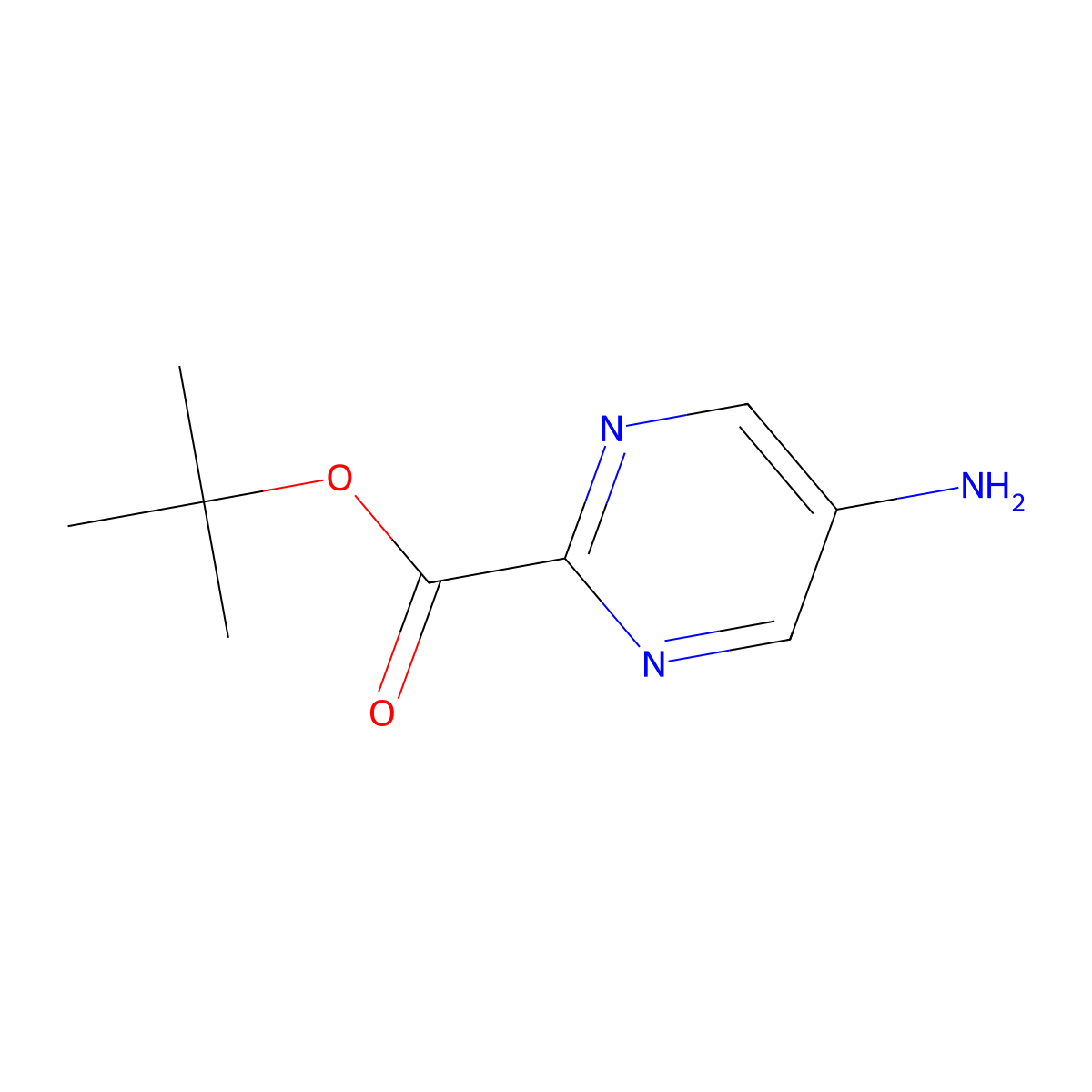 Tert-butyl 5-aminopyrimidine-2-carboxylate molecular structure, CAS 1888307-94-5