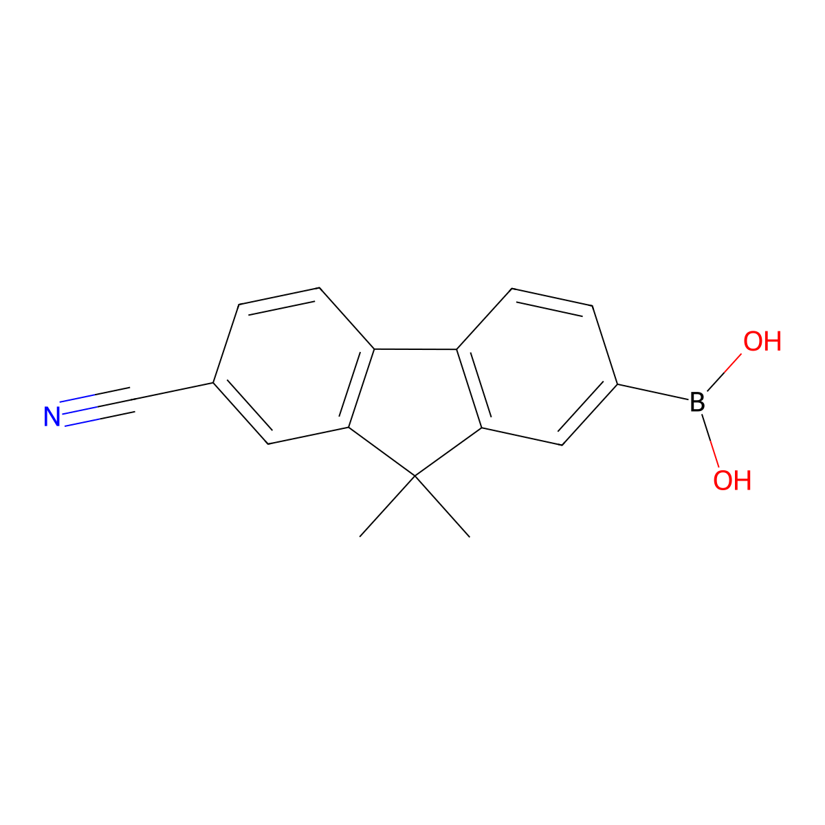 (7-cyano-9,9-dimethyl-9H-fluoren-2-yl)boronic acid molecular structure, CAS 1888398-19-3