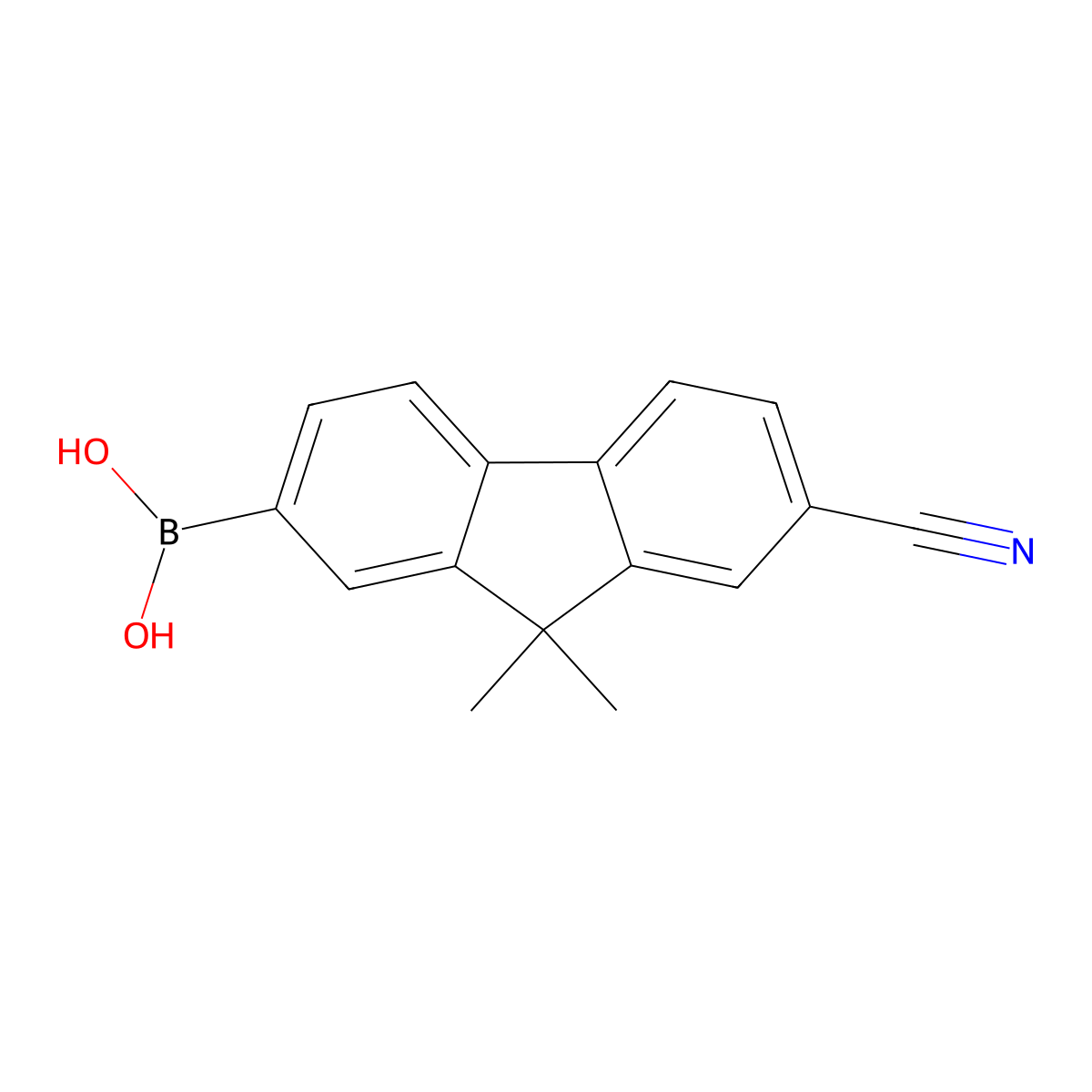(7-cyano-9,9-dimethyl-9H-fluoren-2-yl)boronic acid molecular structure, CAS 1888398-19-3