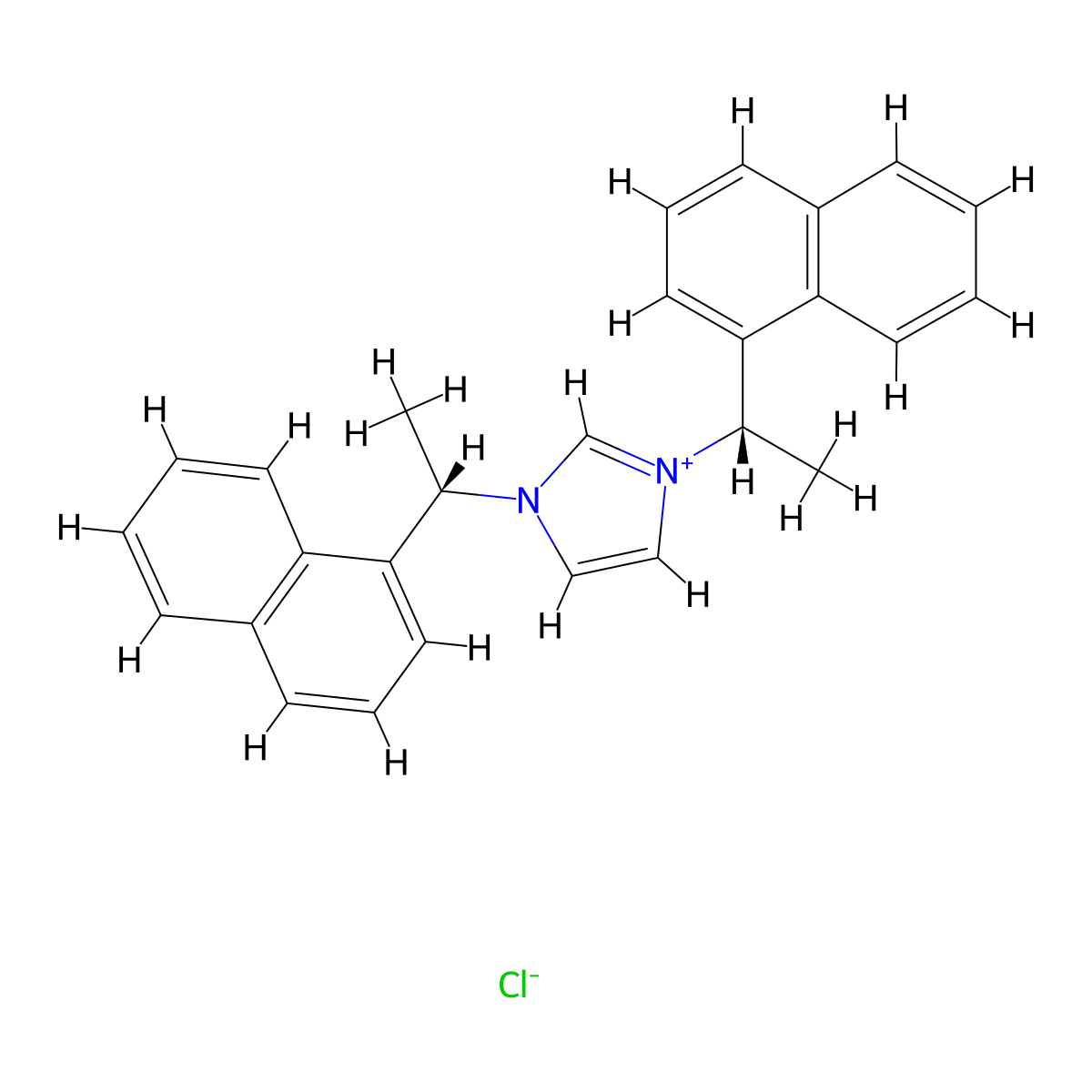 1,3-Bis((S)-1-(naphthalen-1-yl)ethyl)-1H-imidazol-3-ium chloride molecular structure, CAS 188840-13-3