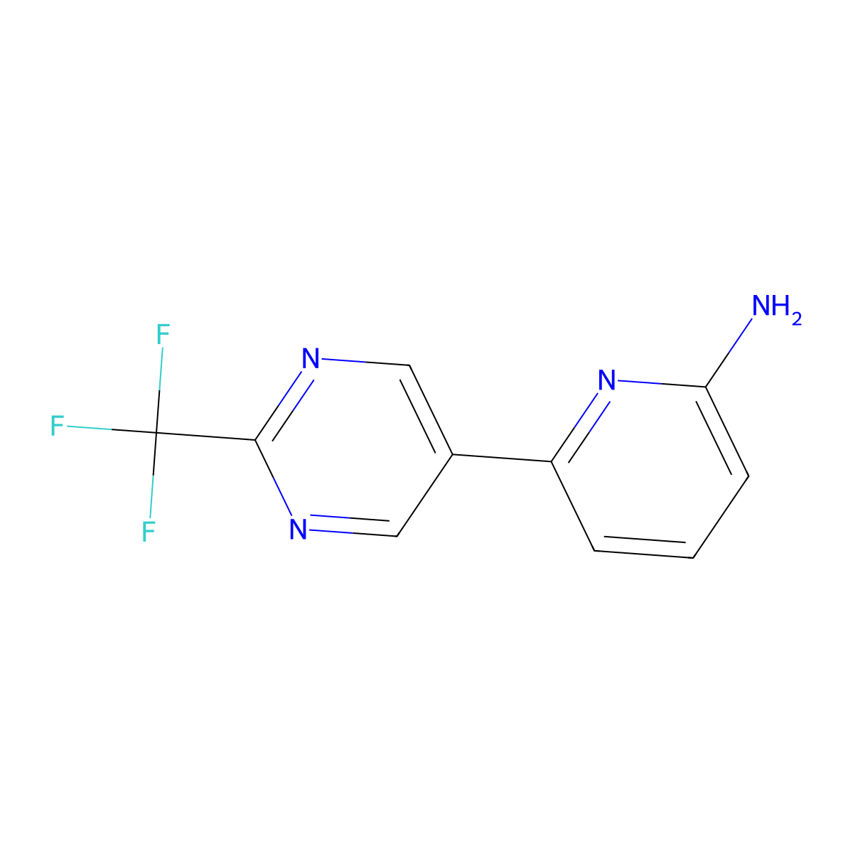 6-(2-(Trifluoromethyl)pyrimidin-5-yl)pyridin-2-amine molecular structure, CAS 1888419-06-4