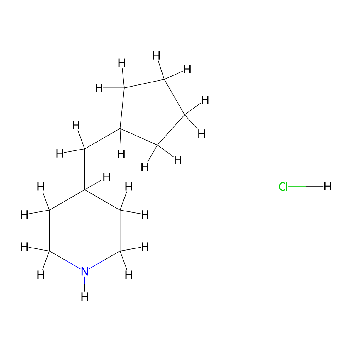 4-(Cyclopentylmethyl)piperidine hydrochloride molecular structure, CAS 188844-20-4