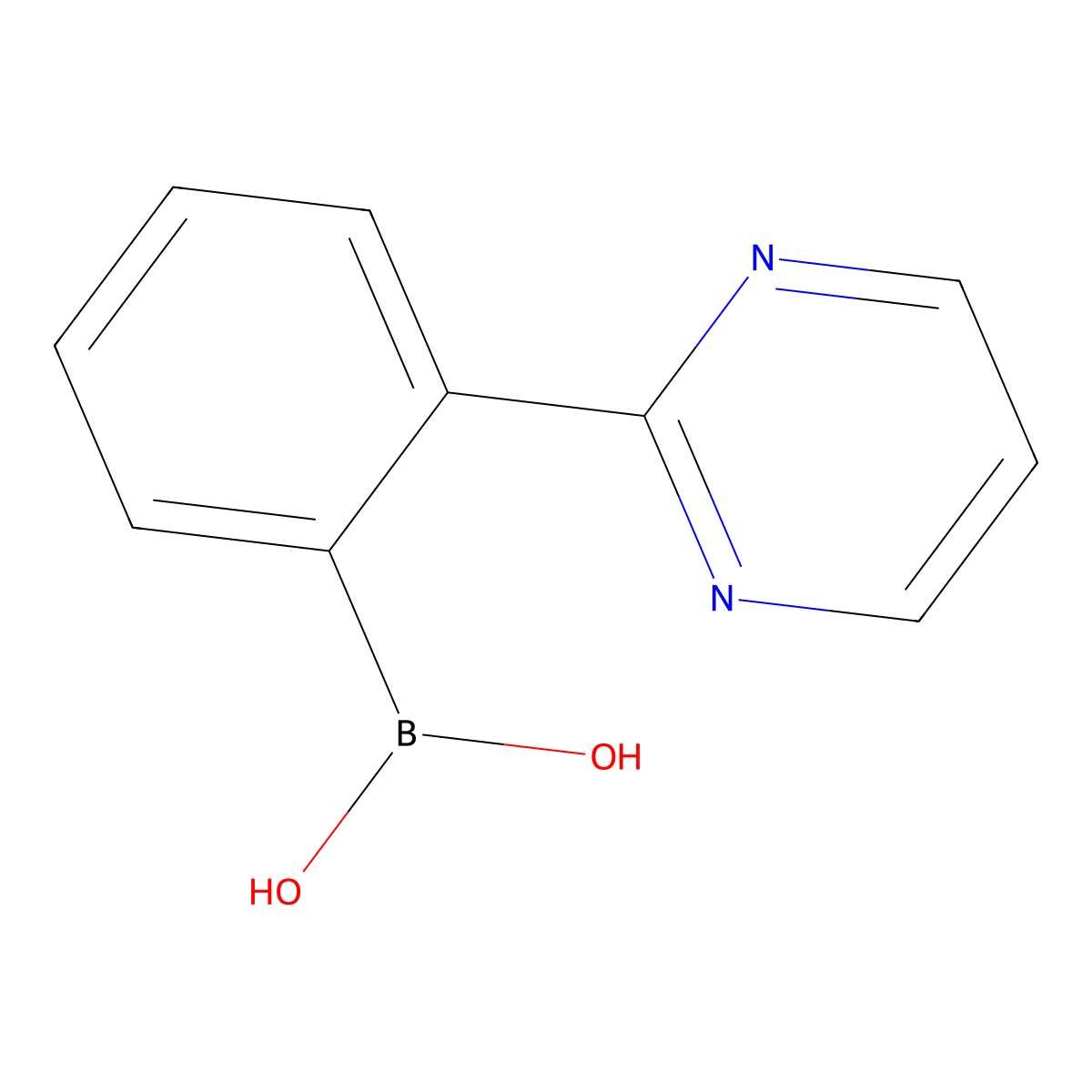 2-(Pyrimidin-2-yl)phenylboronic acid molecular structure, CAS 1888456-70-9