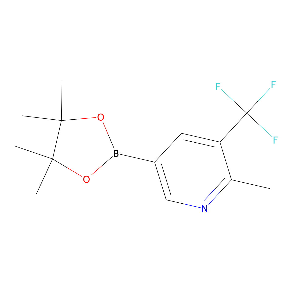 2-Methyl-5-(4,4,5,5-tetramethyl-1,3,2-dioxaborolan-2-yl)-3-(trifluoromethyl)pyridine molecular structure, CAS 1888460-27-2