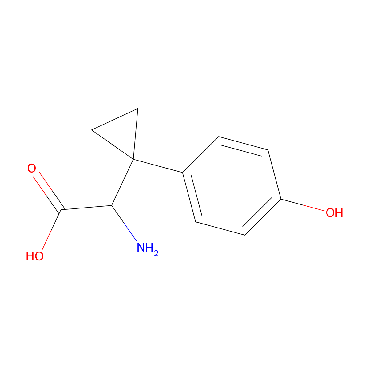 2-Amino-2-[1-(4-hydroxyphenyl)cyclopropyl]acetic acid molecular structure, CAS 1888505-59-6