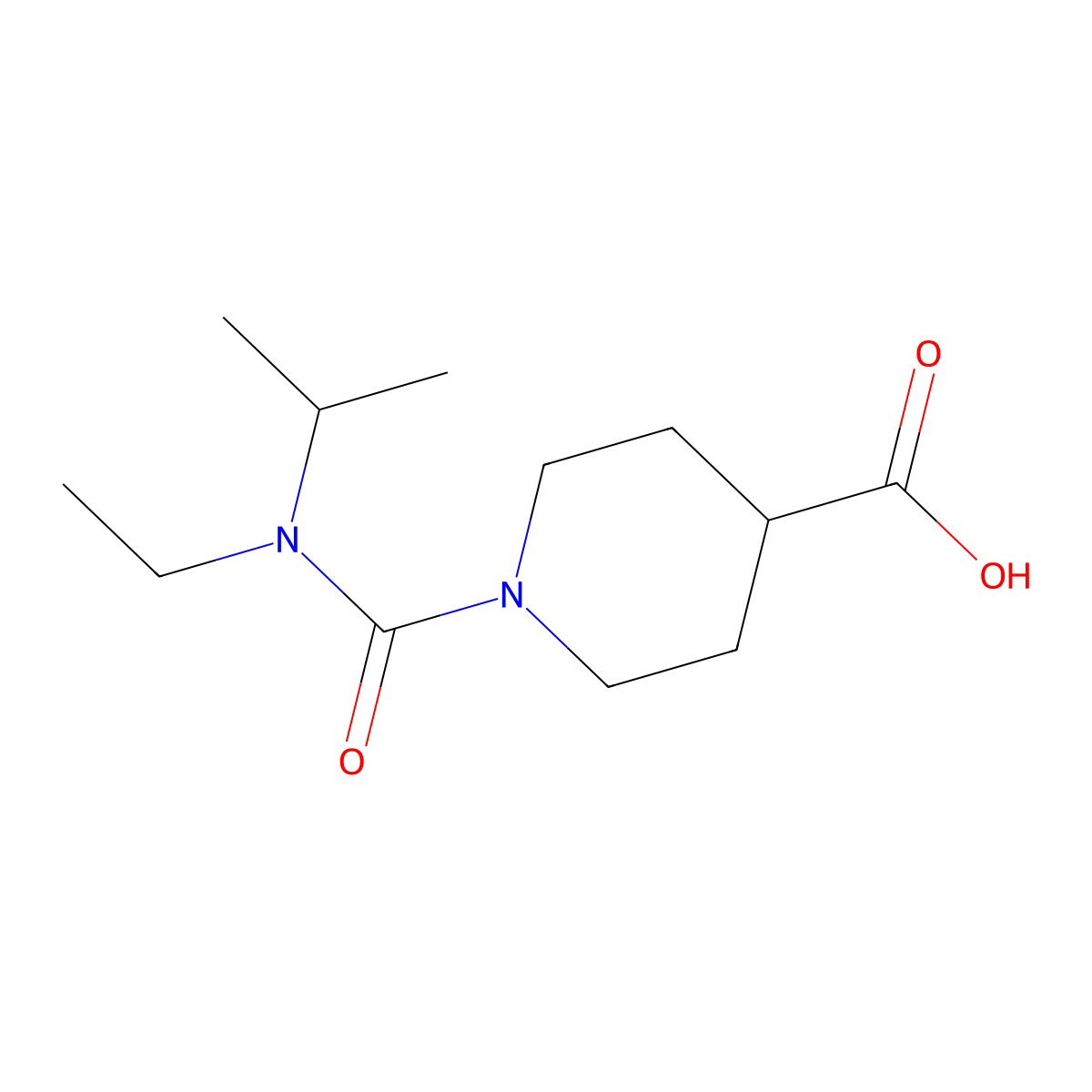 1-[Ethyl(propan-2-yl)carbamoyl]piperidine-4-carboxylic acid molecular structure, CAS 188854-52-6