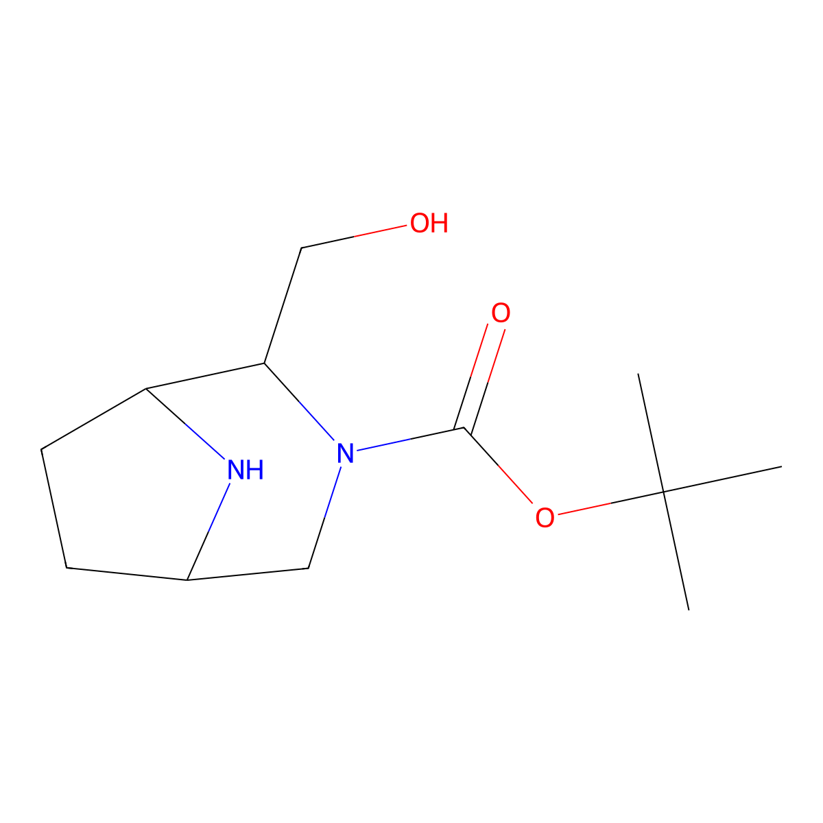 Tert-butyl 2-(hydroxymethyl)-3,8-diazabicyclo[3.2.1]octane-3-carboxylate molecular structure, CAS 1888558-57-3