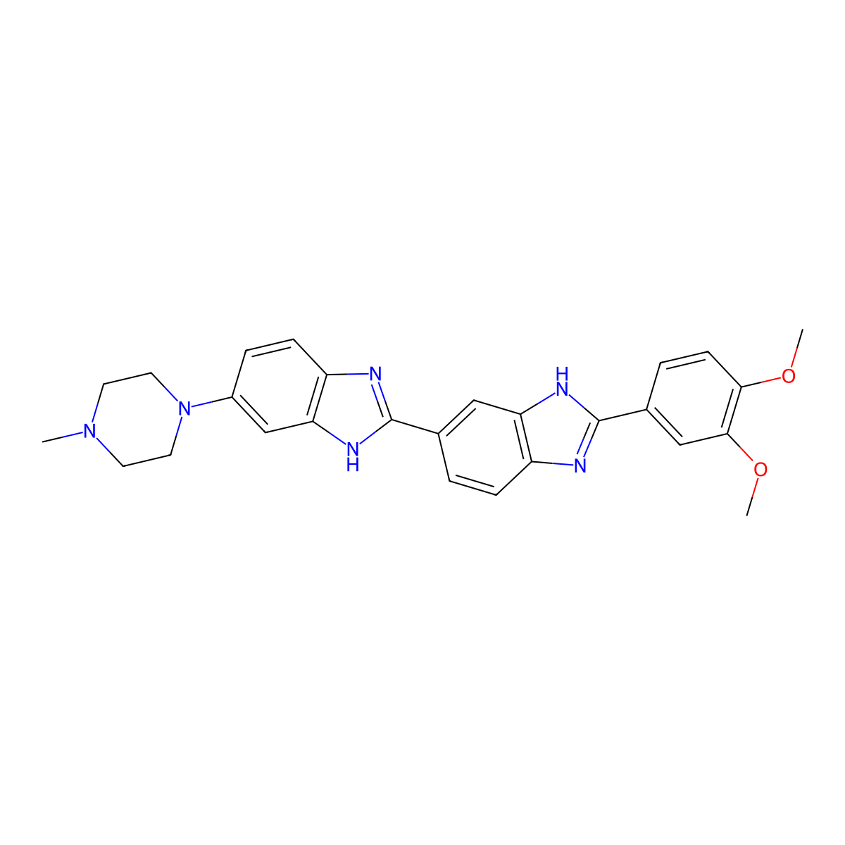 2'-(3,4-Dimethoxyphenyl)-6-(4-methylpiperazin-1-yl)-1H,3'H-2,5'-bibenzimidazole molecular structure, CAS 188860-26-6