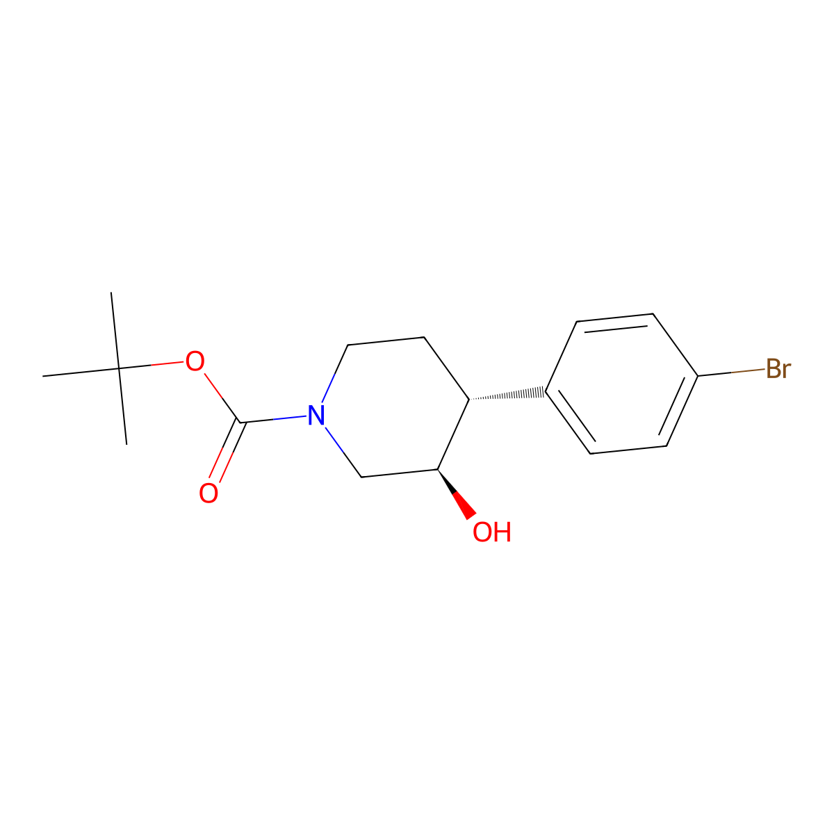 trans-1-Boc-4-(4-bromophenyl)-3-hydroxypiperidine molecular structure, CAS 188860-98-2