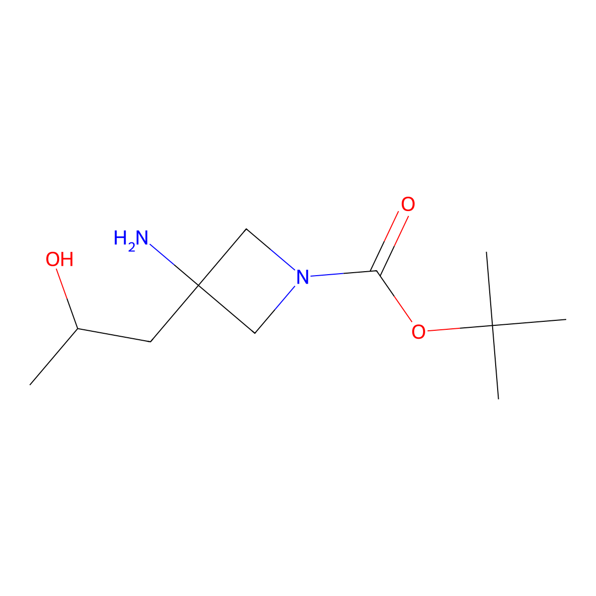 Tert-butyl 3-amino-3-(2-hydroxypropyl)azetidine-1-carboxylate molecular structure, CAS 1888609-53-7