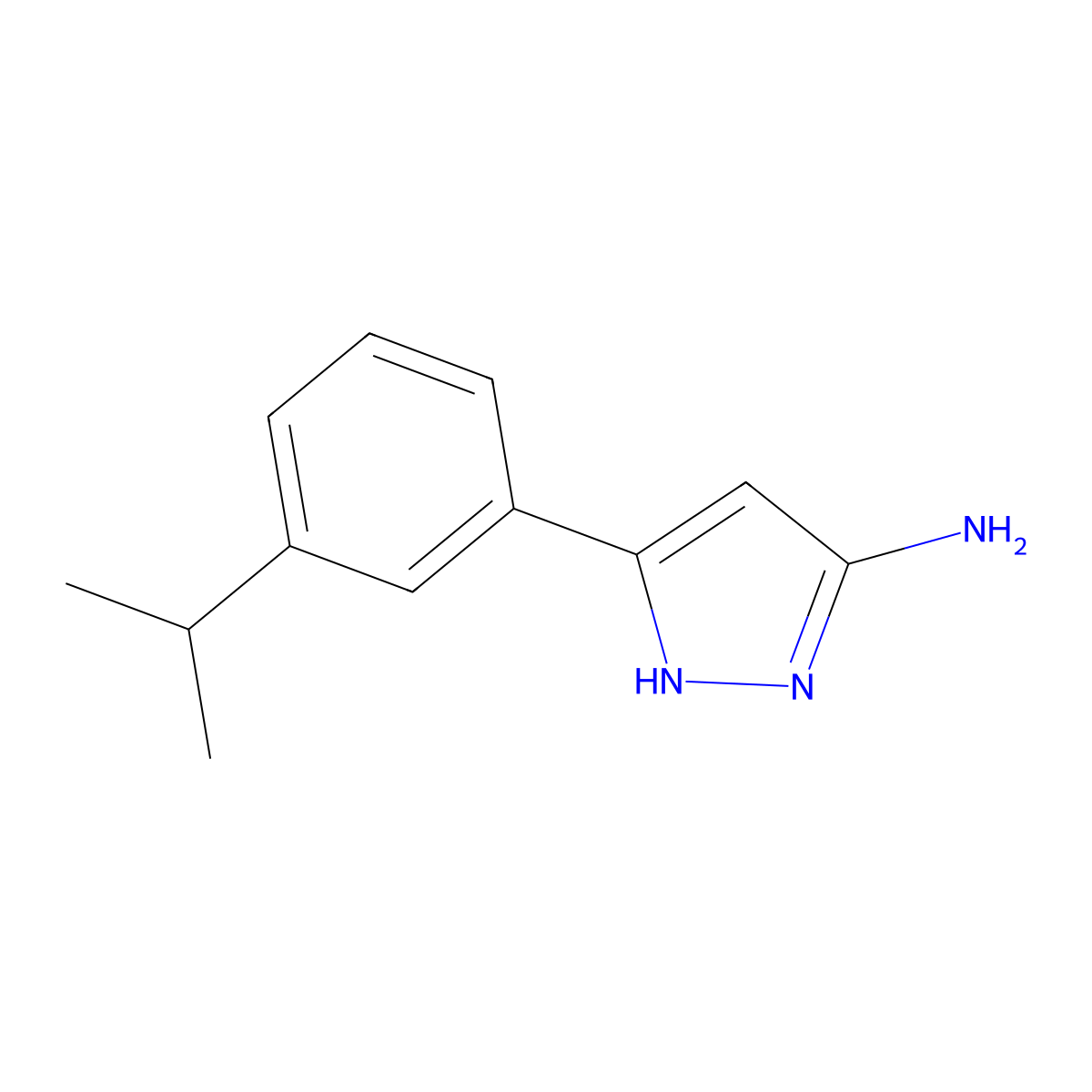 5-[3-(propan-2-yl)phenyl]-1H-pyrazol-3-amine molecular structure, CAS 1888641-61-9