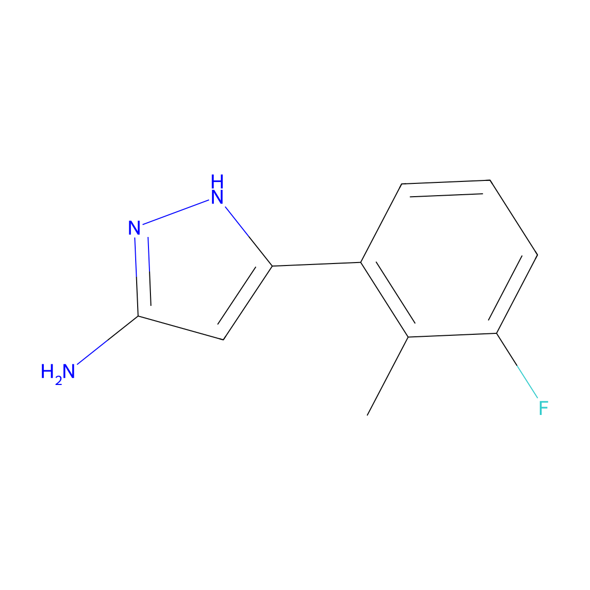 5-(3-fluoro-2-methylphenyl)-1H-pyrazol-3-amine molecular structure, CAS 1888651-45-3