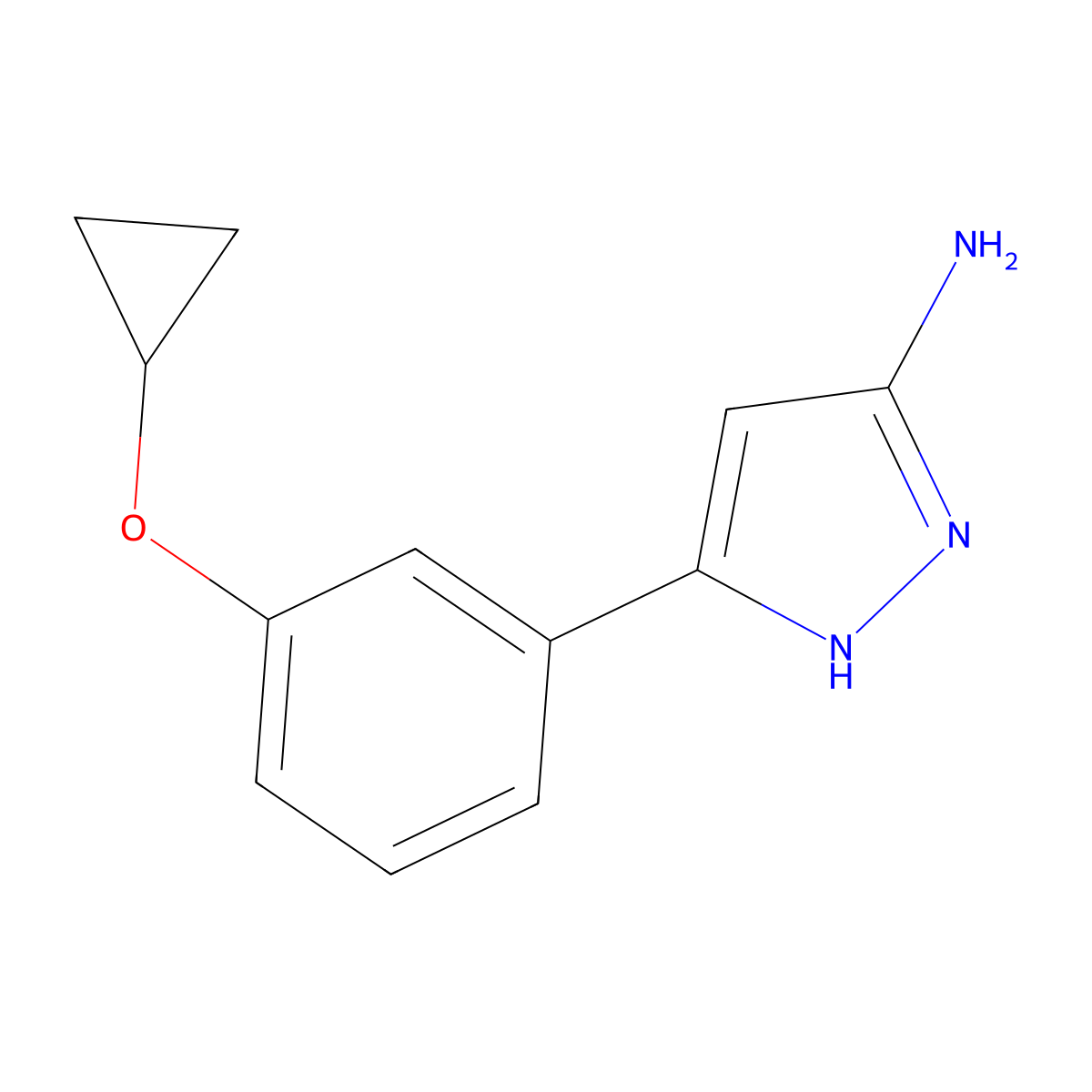 5-(3-cyclopropoxyphenyl)-1H-pyrazol-3-amine molecular structure, CAS 1888659-02-6