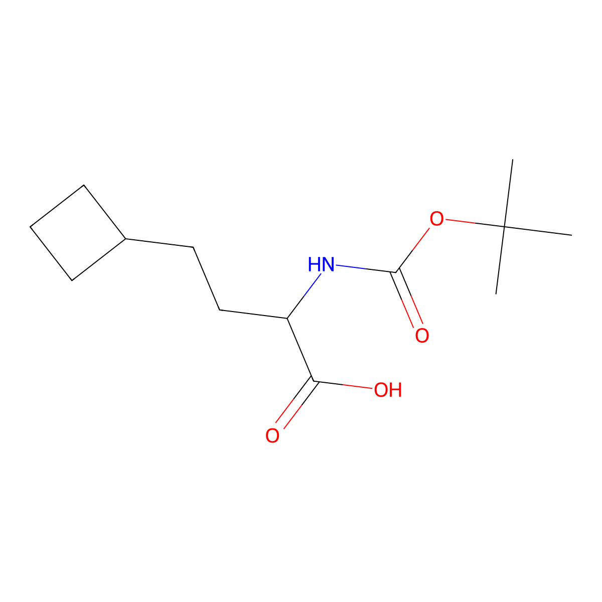2-(Tert-butoxycarbonylamino)-4-cyclobutyl-butanoic acid molecular structure, CAS 1888661-71-9