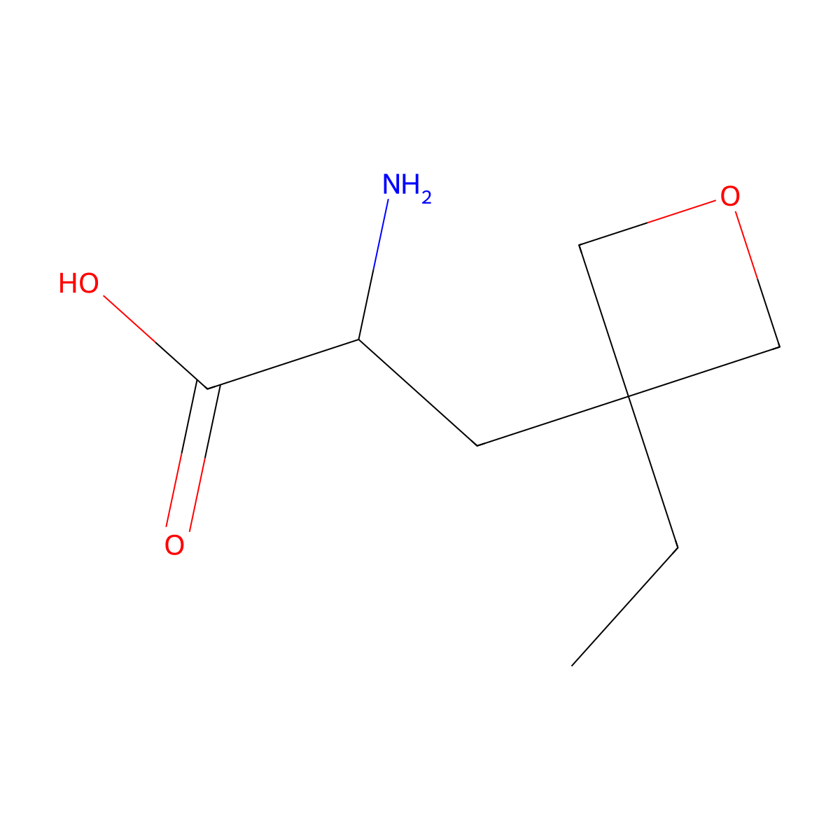 2-Amino-3-(3-ethyloxetan-3-yl)propanoic acid molecular structure, CAS 1888679-41-1