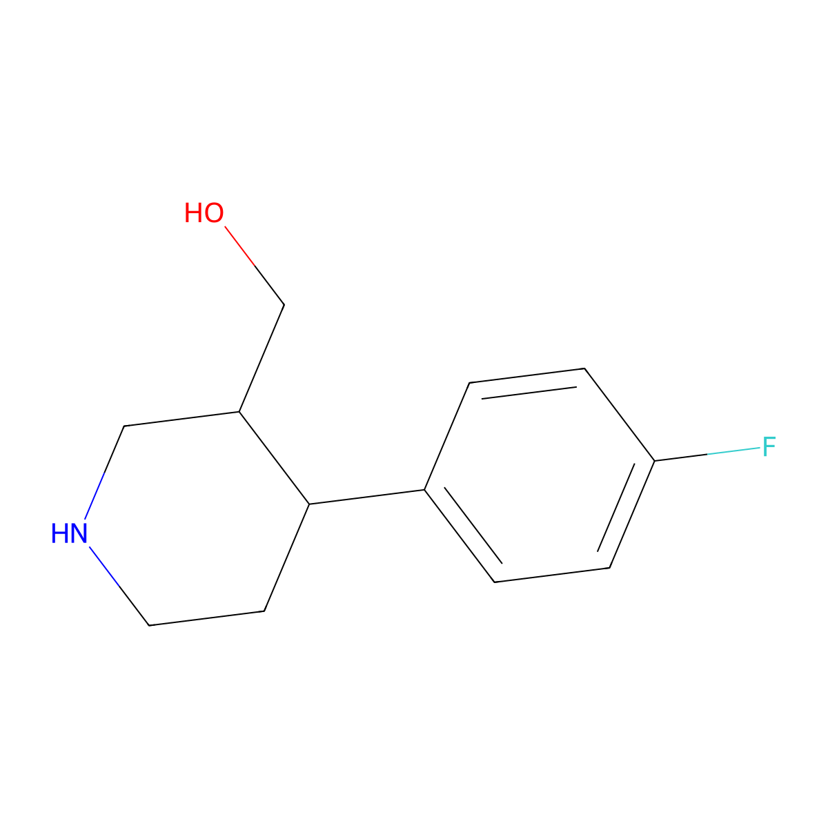 (trans-4-(4-Fluorophenyl)piperidin-3-yl)methanol molecular structure, CAS 188869-26-3