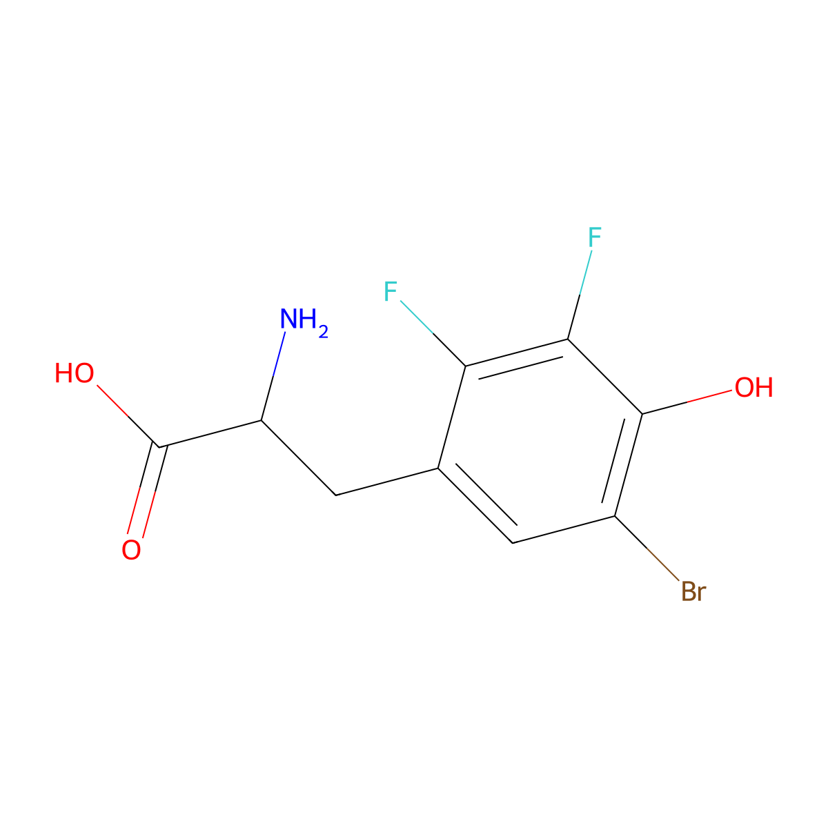 2-Amino-3-(5-bromo-2,3-difluoro-4-hydroxyphenyl)propanoic acid molecular structure, CAS 1888706-49-7